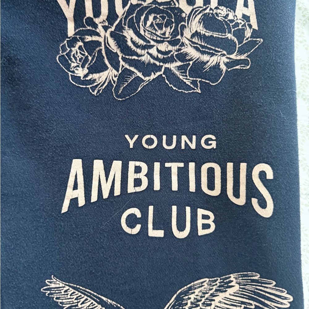 YoungLA Navy Joggers young ambitious with Floral and Eagle Graphics - Picture 5 of 7